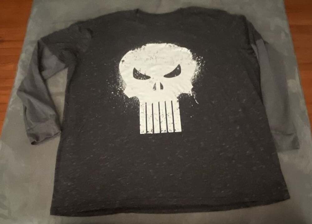 Marvel The Punisher Skull Logo Heather Gray Long Sleeve T-Shirt